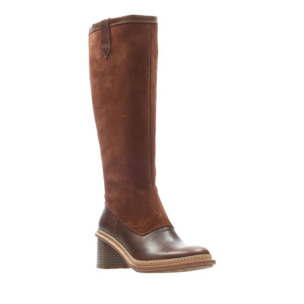 Clarks Womens Trace Mist Knee High Boots Brown | UK-5947183